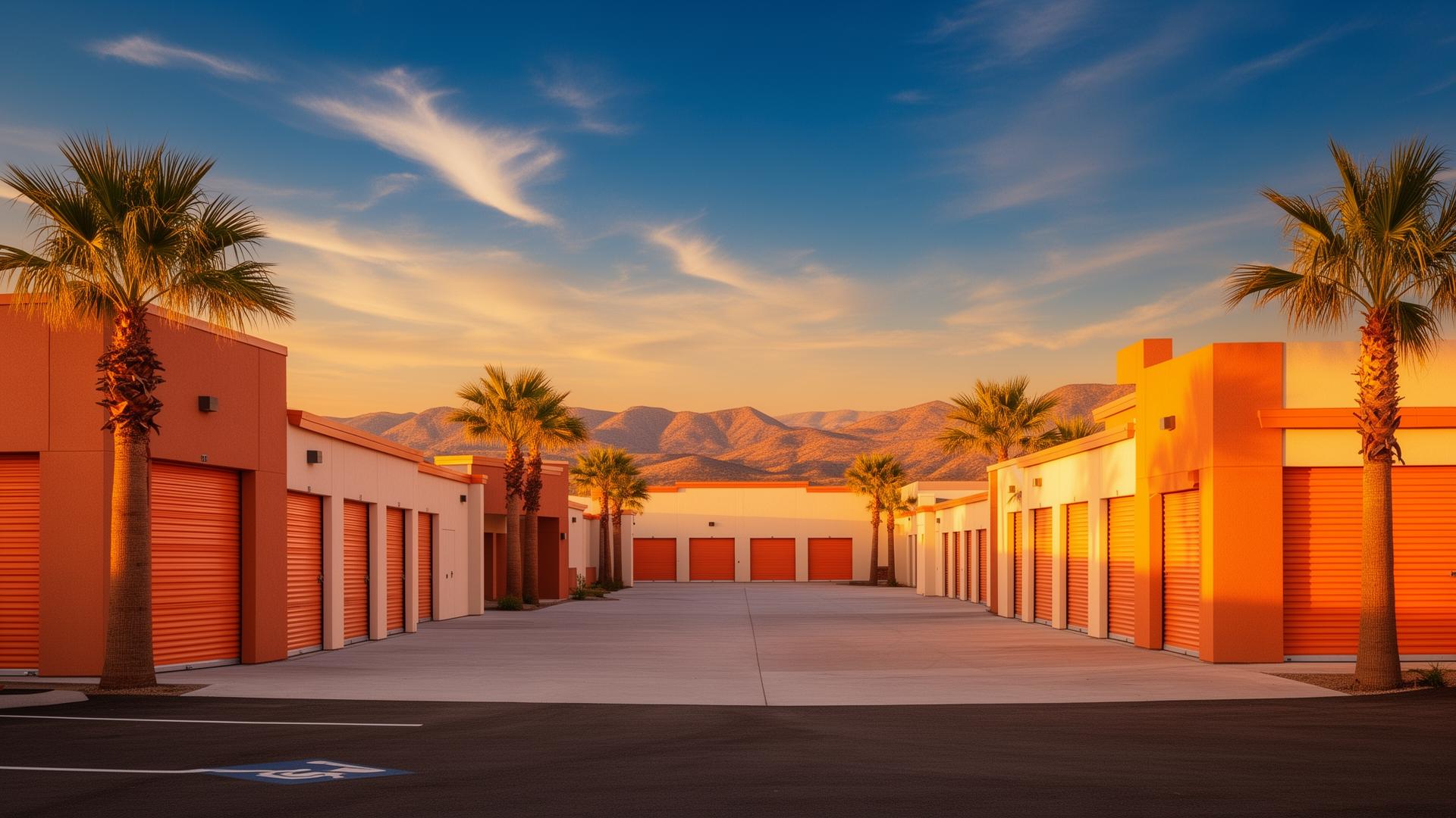 Casita Self Storage facility at golden hour in Edinburg, Texas